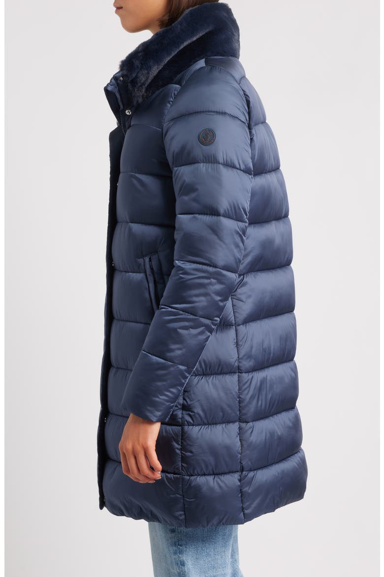 Dalea Faux Fur Collar Longline Puffer Jacket, Alternate, color, NIGHT BLUE