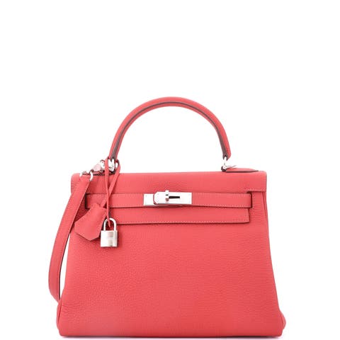 Kelly Handbag Red Clemence with Palladium Hardware 28
