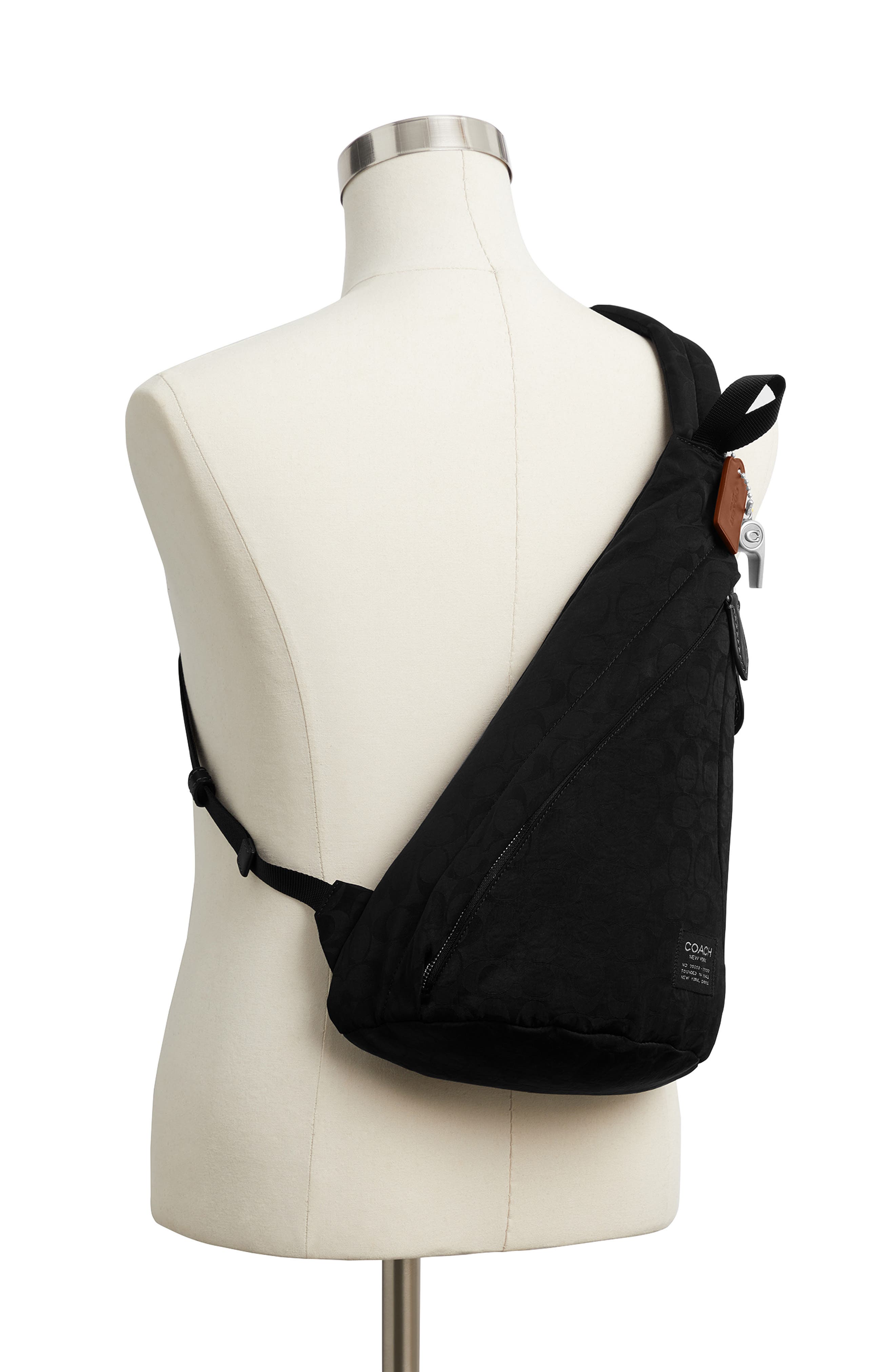 COACH Lachlan Sling in Signature Nylon, Alternate, color, Black