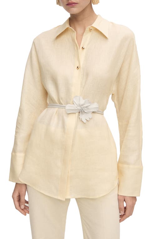 Shop Mango Polished Button Linen Shirt
