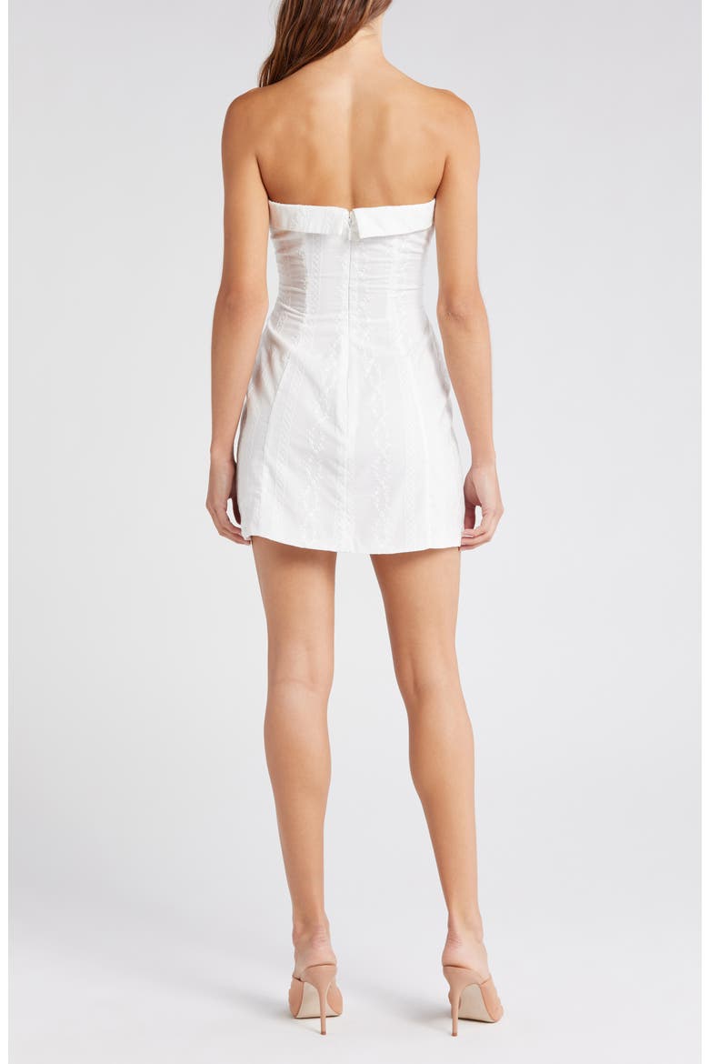 Embroidered Strapless Cocktail Minidress, Alternate, color, CLOUD