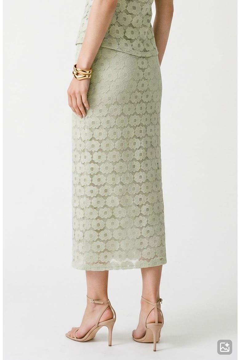 Janelle Floral Lace Skirt, Alternate, color, FOG GREEN