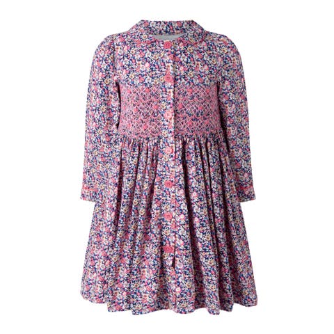 Floral Smocked Button-Front Dress