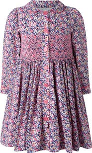 Rachel Riley Floral Smocked Button-Front Dress