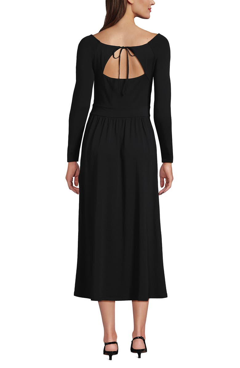 Lands' End Cotton Modal Off Shoulder Midi Dress, Alternate, color, Black