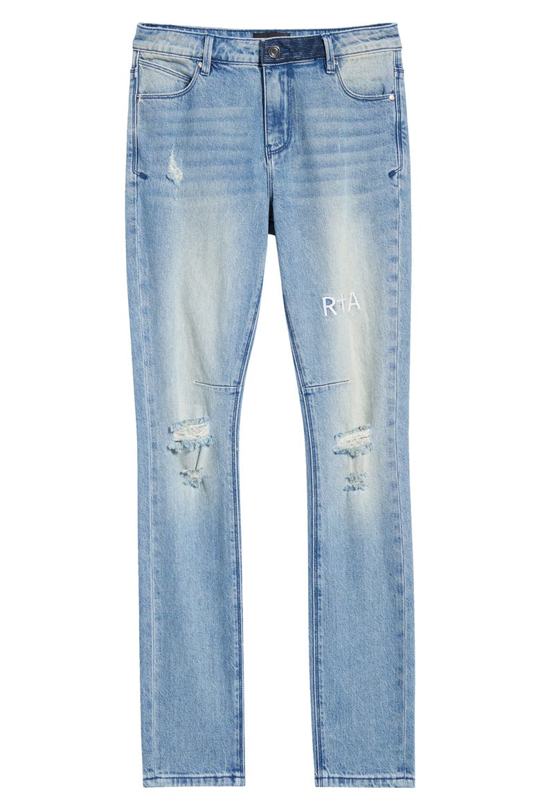 Bryant Mid Rise Distressed Skinny Jeans, Main, color, BLUE HAZE TRIPLE CROSS