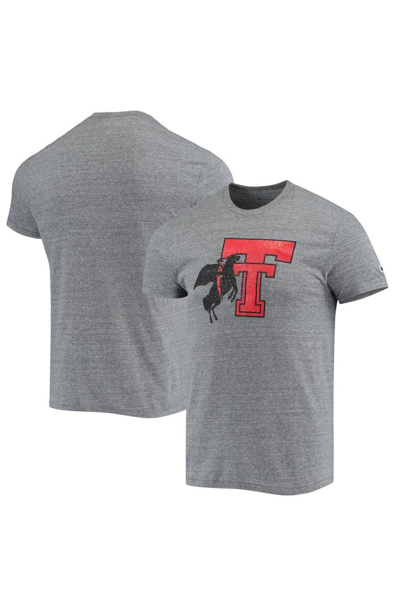 Champion Men's Champion Heathered Charcoal Texas Tech Red Raiders Vault Logo Tri-Blend T-Shirt, Main, color, 