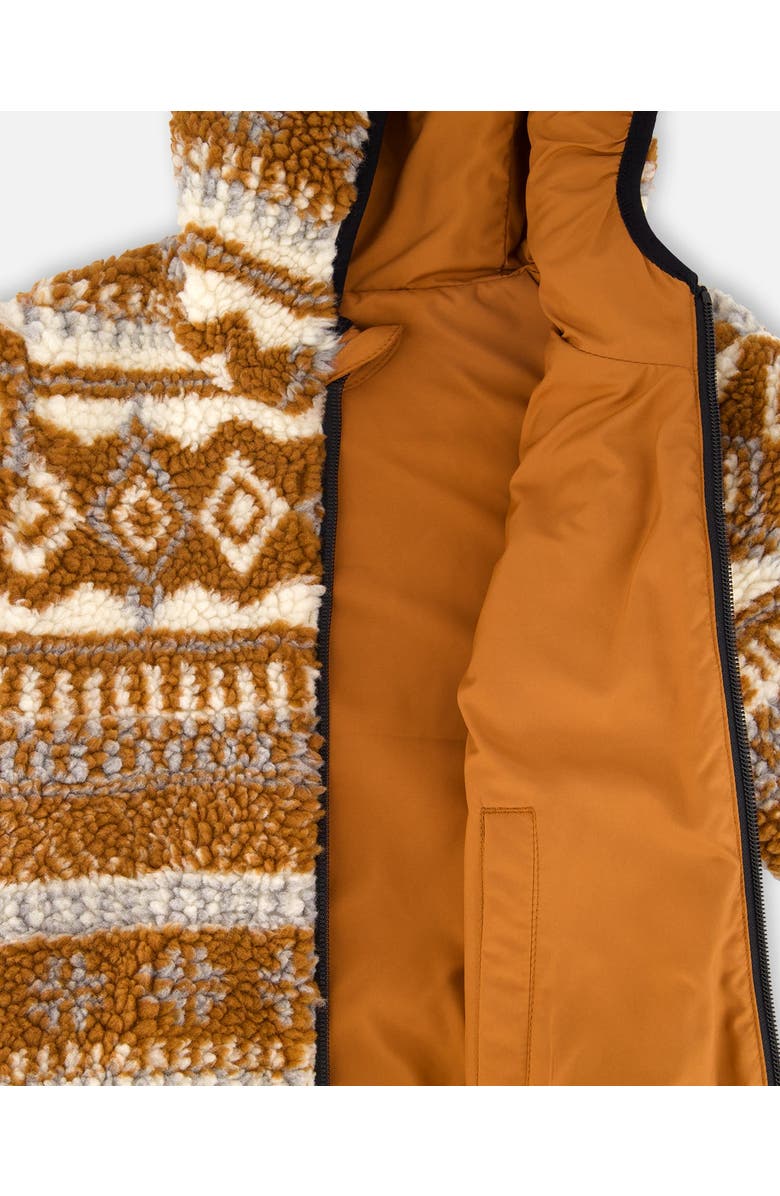 Deux par Deux Gender Inclusive Reversible Mid-Season Jacket Geo Print, Alternate, color, Brown Pecan