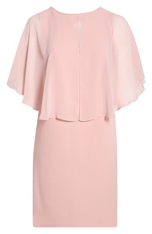 Connected Apparel Cape Midi Dress In Pink