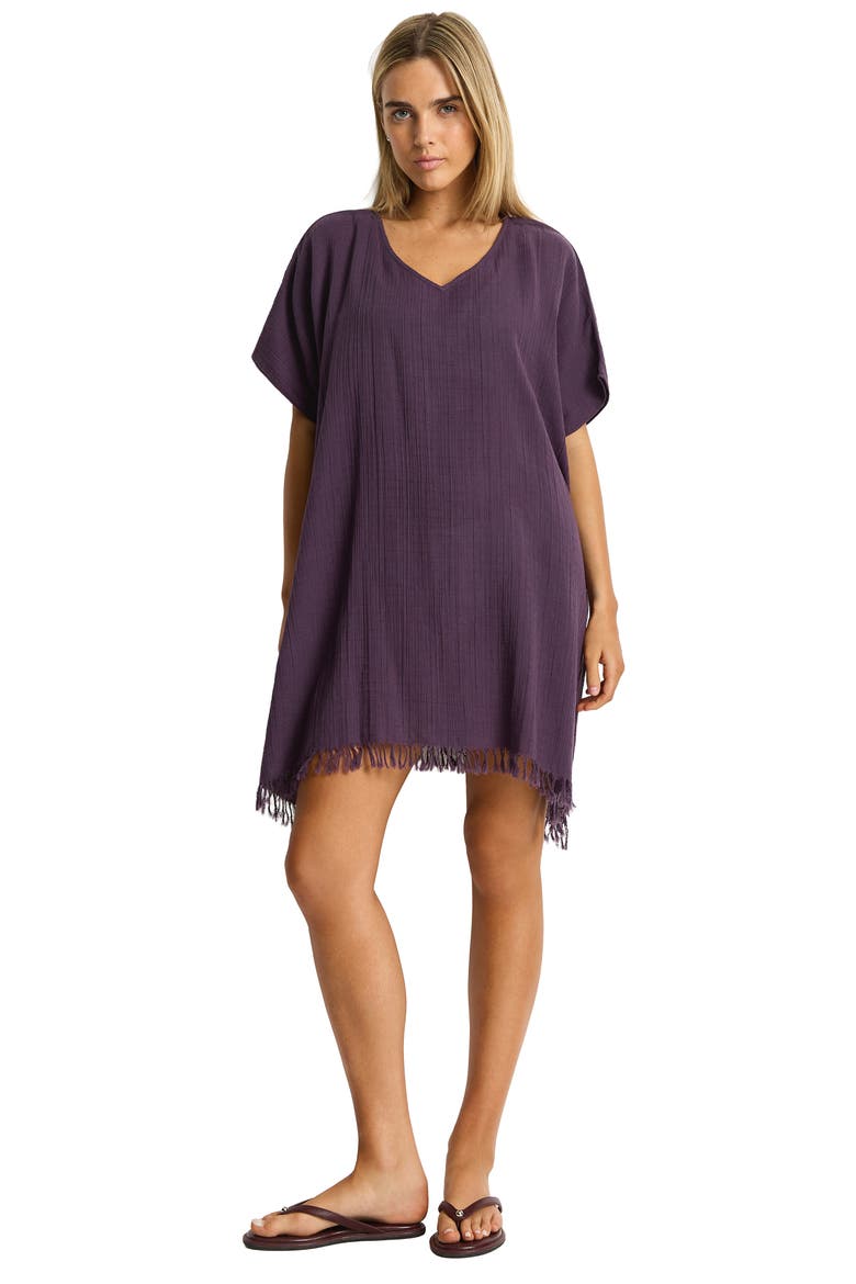 Salt Kaftan Cover-Up, Alternate, color, BLACKBERRY