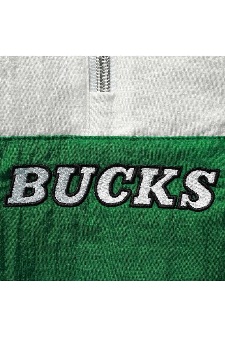 Women's Mitchell & Ness Green Milwaukee Bucks Half-Zip Windbreaker 2.0 Hoodie, Alternate, color, Green