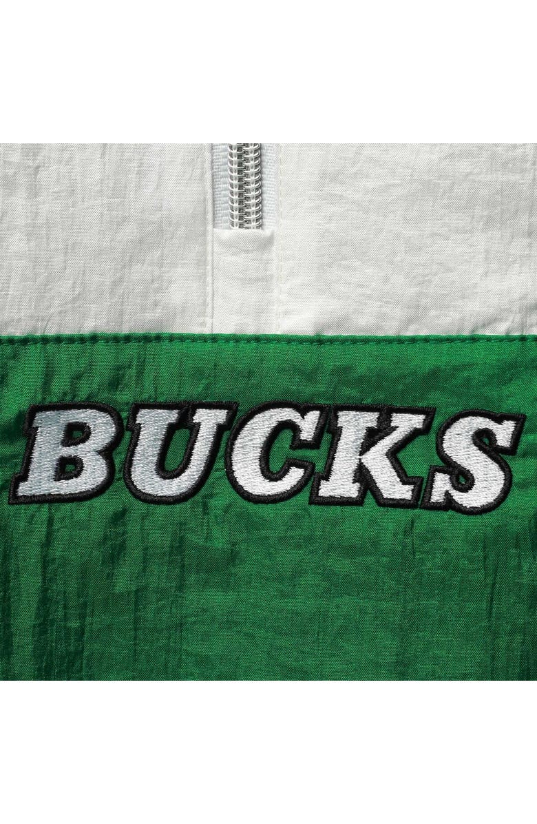 Mitchell & Ness Women's Mitchell & Ness Green Milwaukee Bucks Half-Zip Windbreaker 2.0 Hoodie, Alternate, color, Green