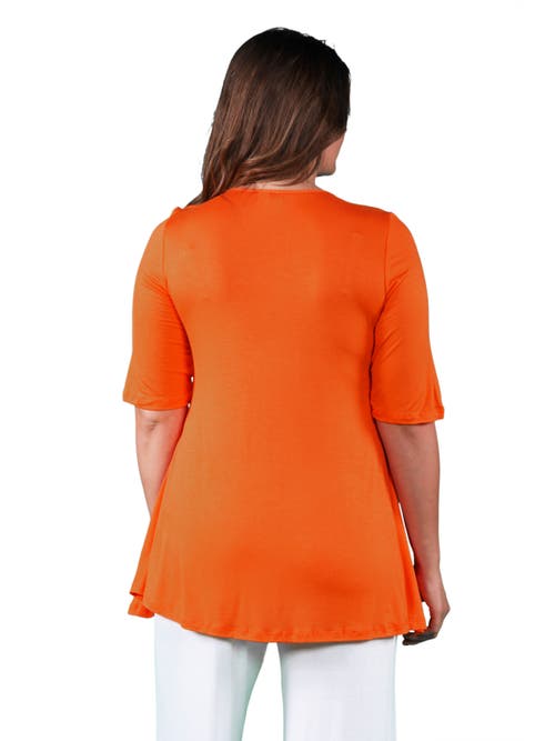 24seven Comfort Apparel Elbow Swing Tunic Top In Yellow