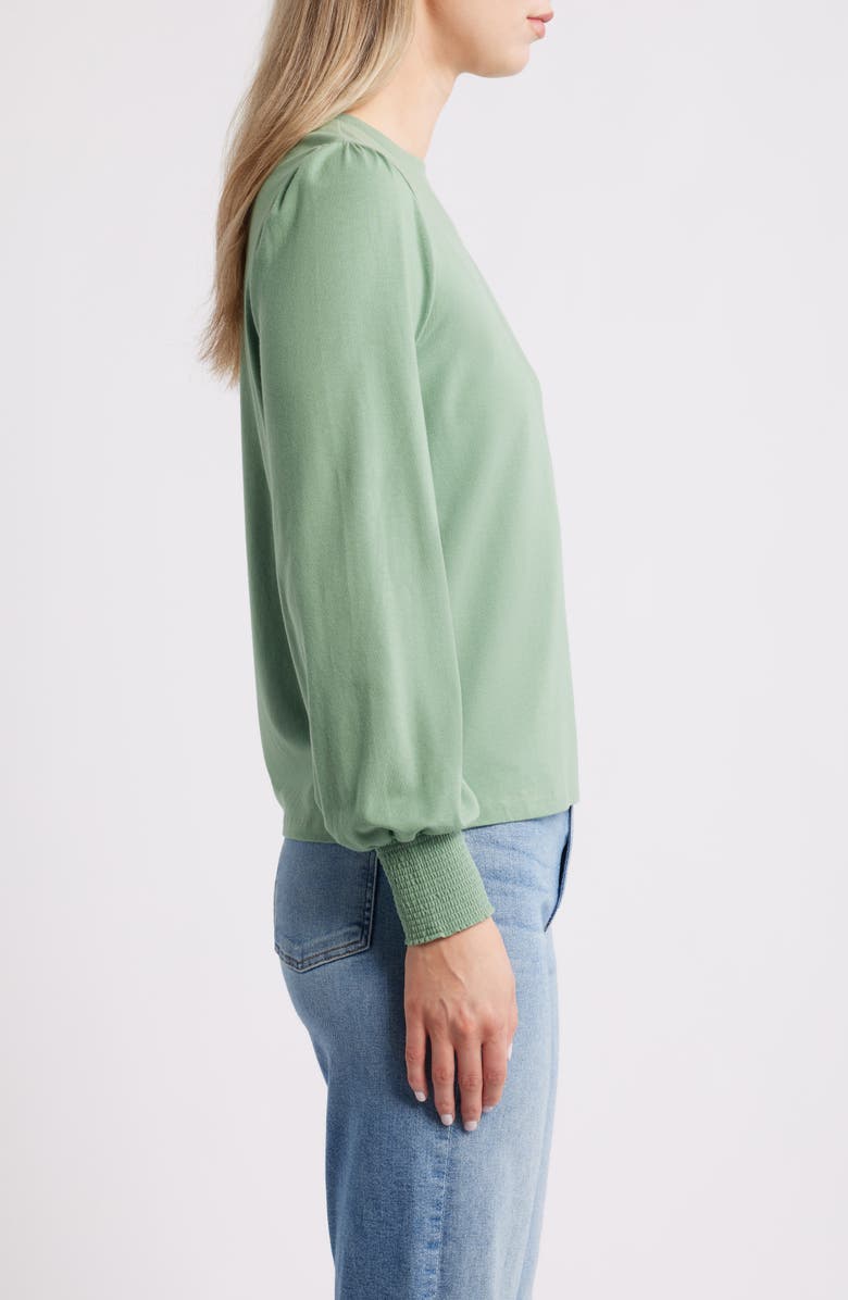 Caslon<sup>®</sup> Blouson Sleeve Cotton Blend Top, Alternate, color, Green Hedge