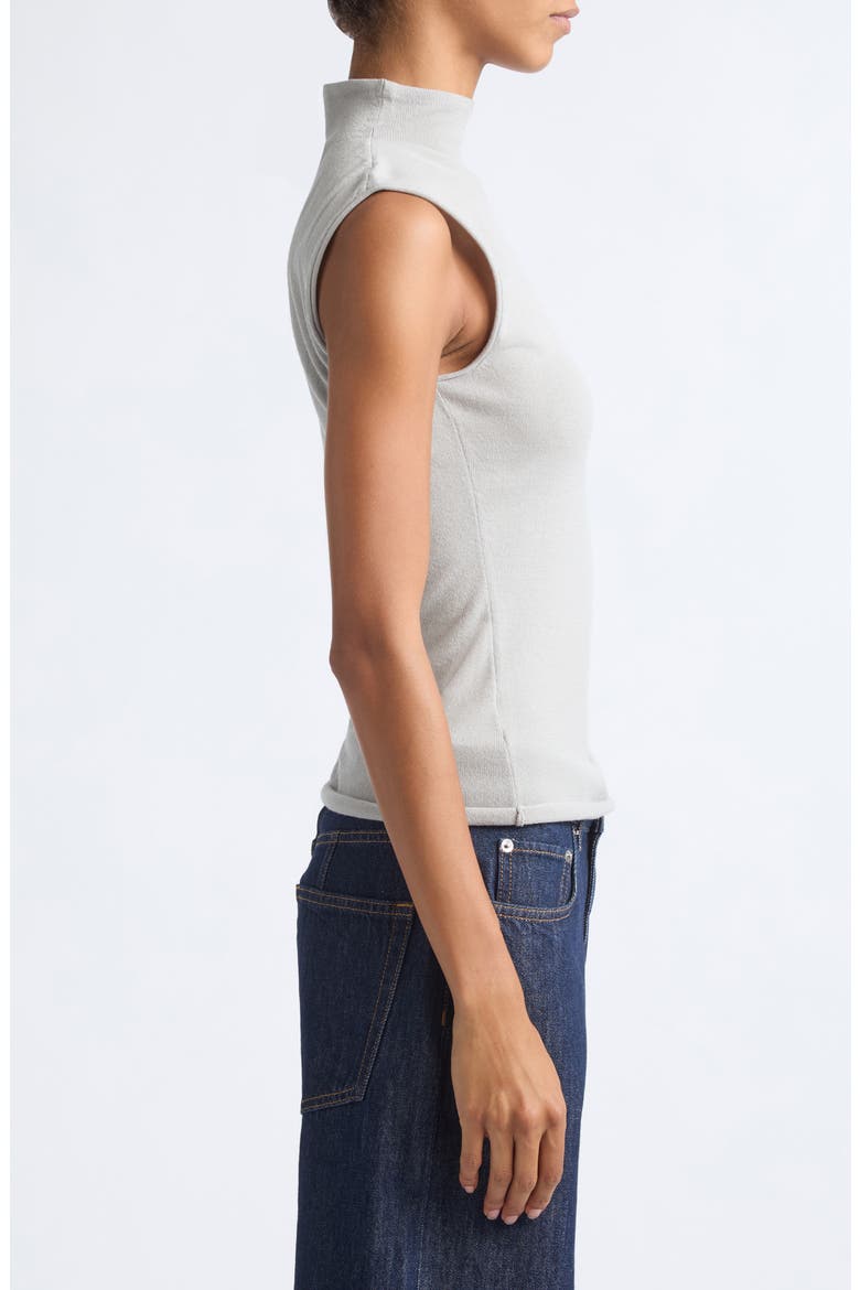 Asymmetric Button Mock Neck Sleeveless Top, Alternate, color, LIGHT GREY