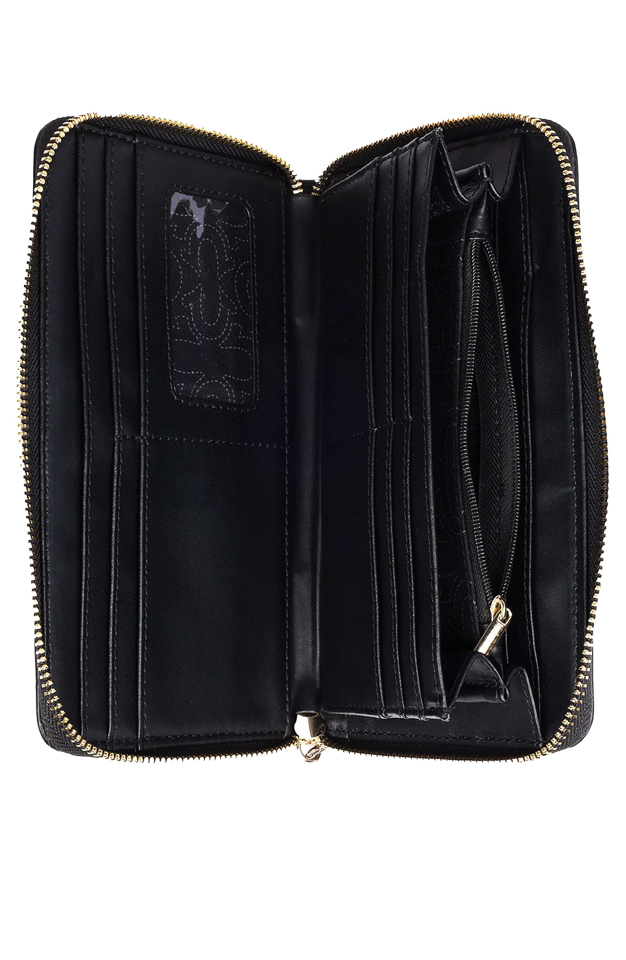 True Religion East/West Logo Wristlet, Alternate, color, Black