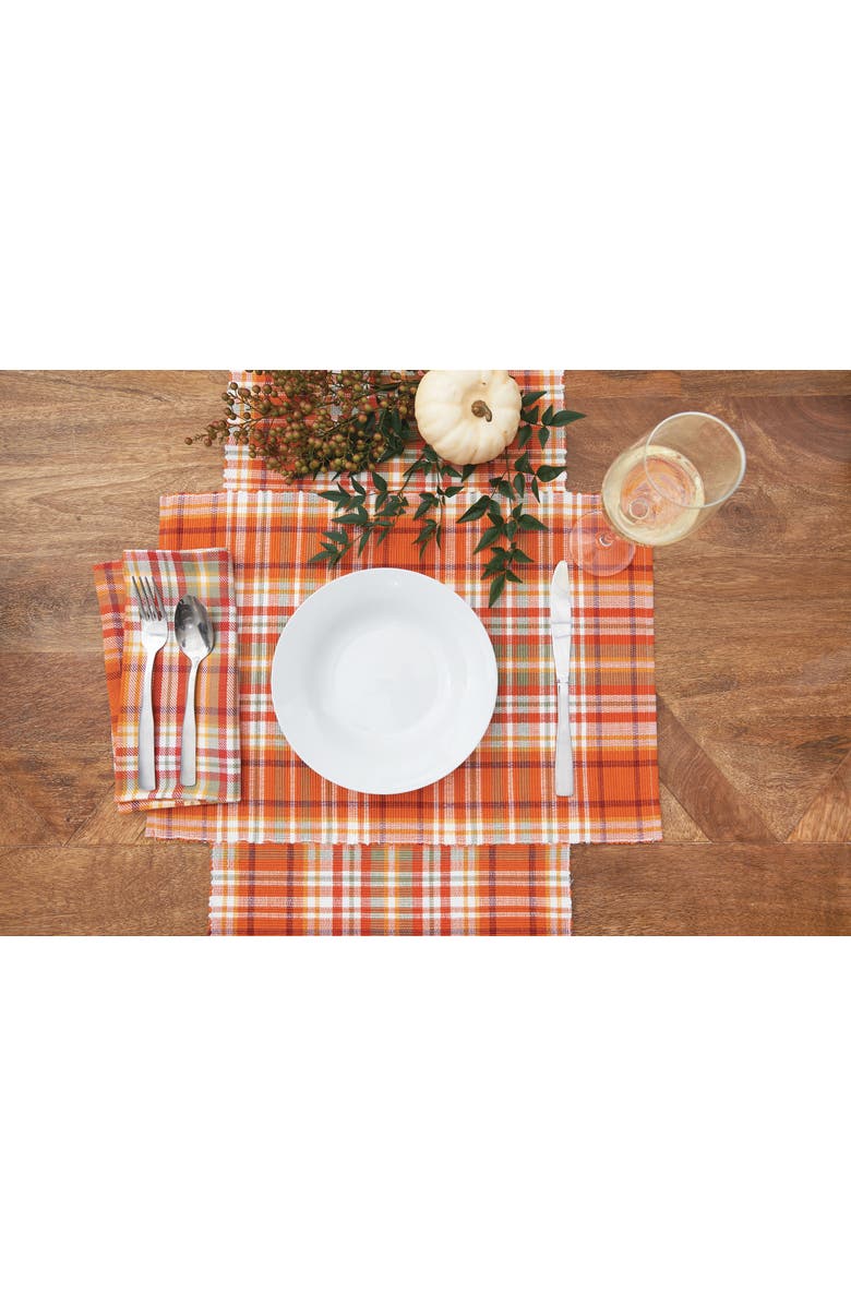 C&F Home Briar Plaid Handwoven 100% Cotton Fall Kitchen Dishtowel, Alternate, color, Orange