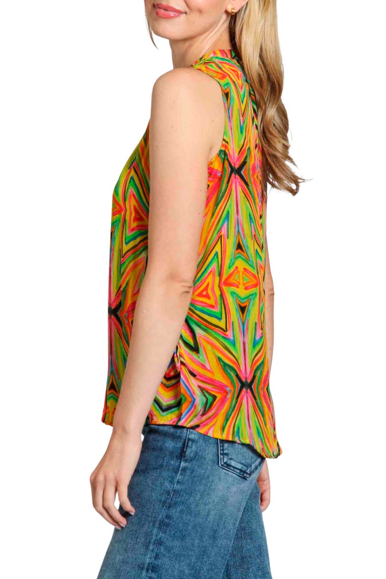 Sleeveless Button-Up Shirt, Alternate, color, GREEN MULTI