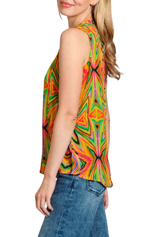 Apny Sleeveless Button-up Shirt In Green Multi