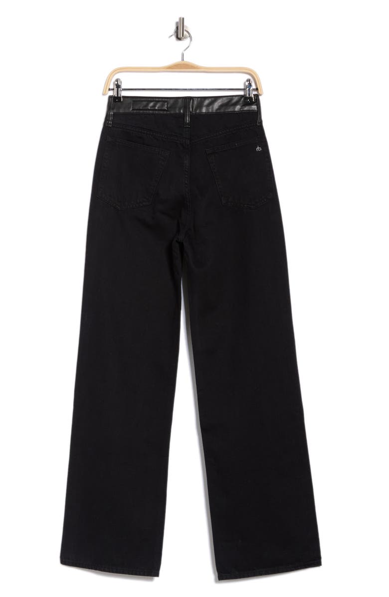 rag & bone Lori Faux Leather Trim Wide Leg Jeans, Alternate, color, Black Combo