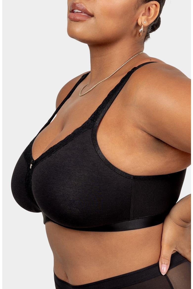 Luxe Unlined Underwire Bra, Alternate, color, BLACK ON BLACK