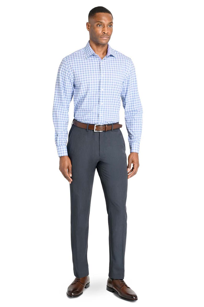 Slim Fit Plaid Performance Dress Shirt, Alternate, color, WHITE/ PURPLE