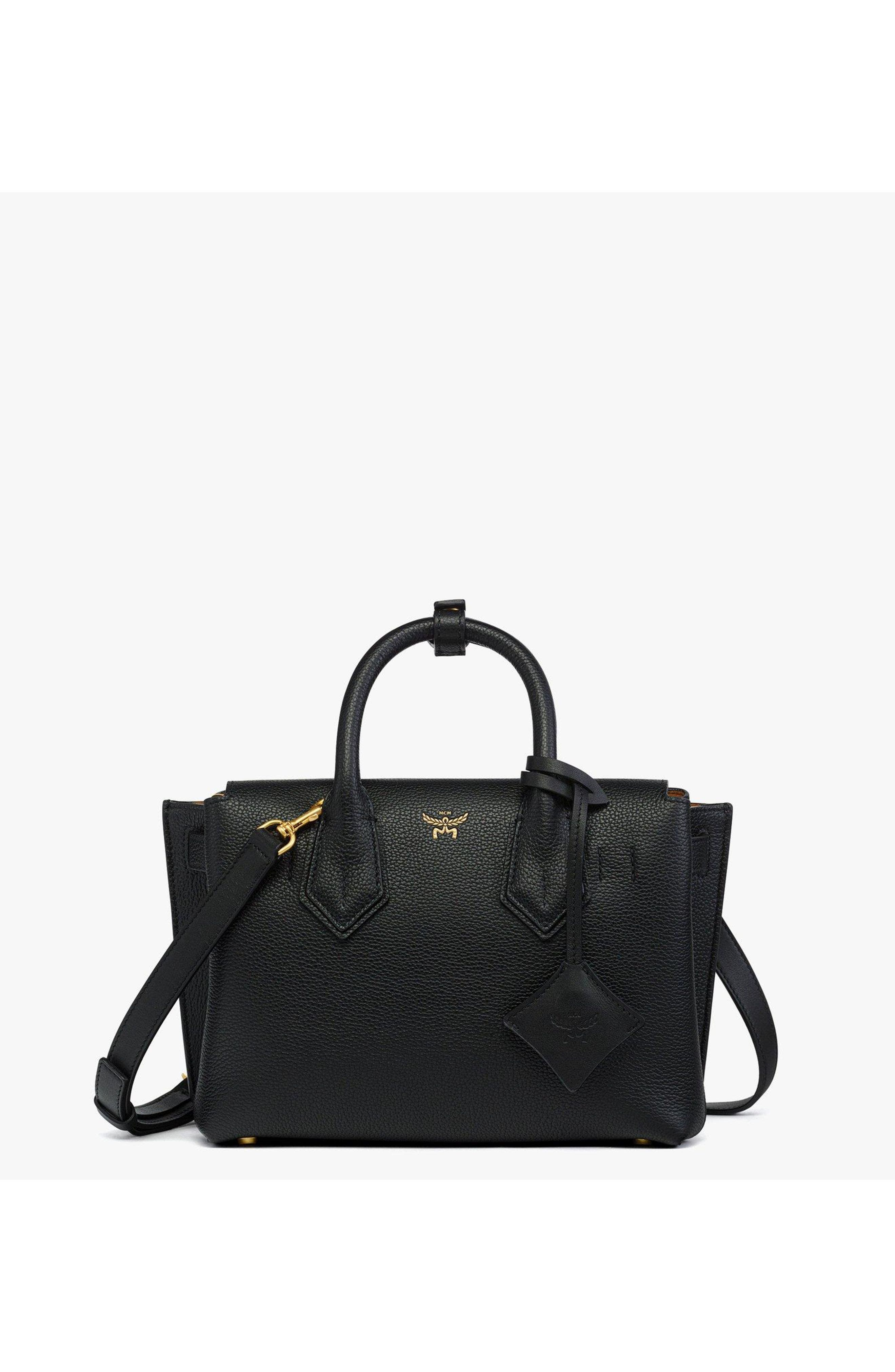 MCM Small Milla Tote in Spanish Embossed Leather, Main, color, Black