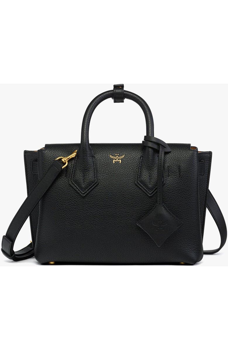 MCM Small Milla Tote in Spanish Embossed Leather, Main, color, Black