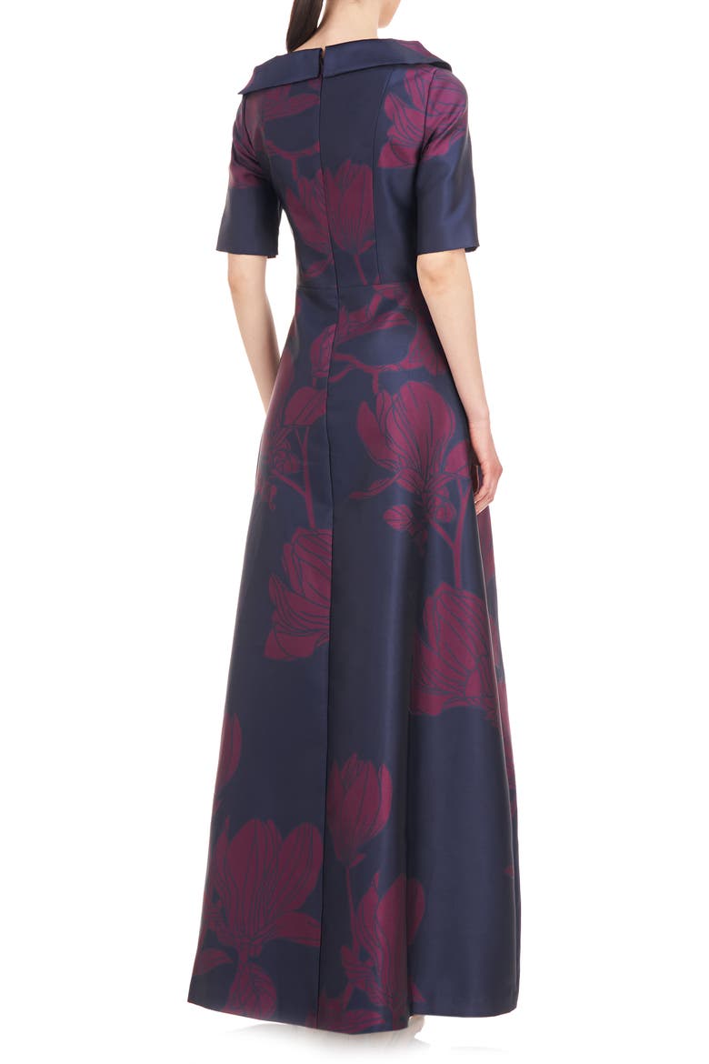 Coco Floral Print Gown, Alternate, color, CARBON/ BOYSENBERRY