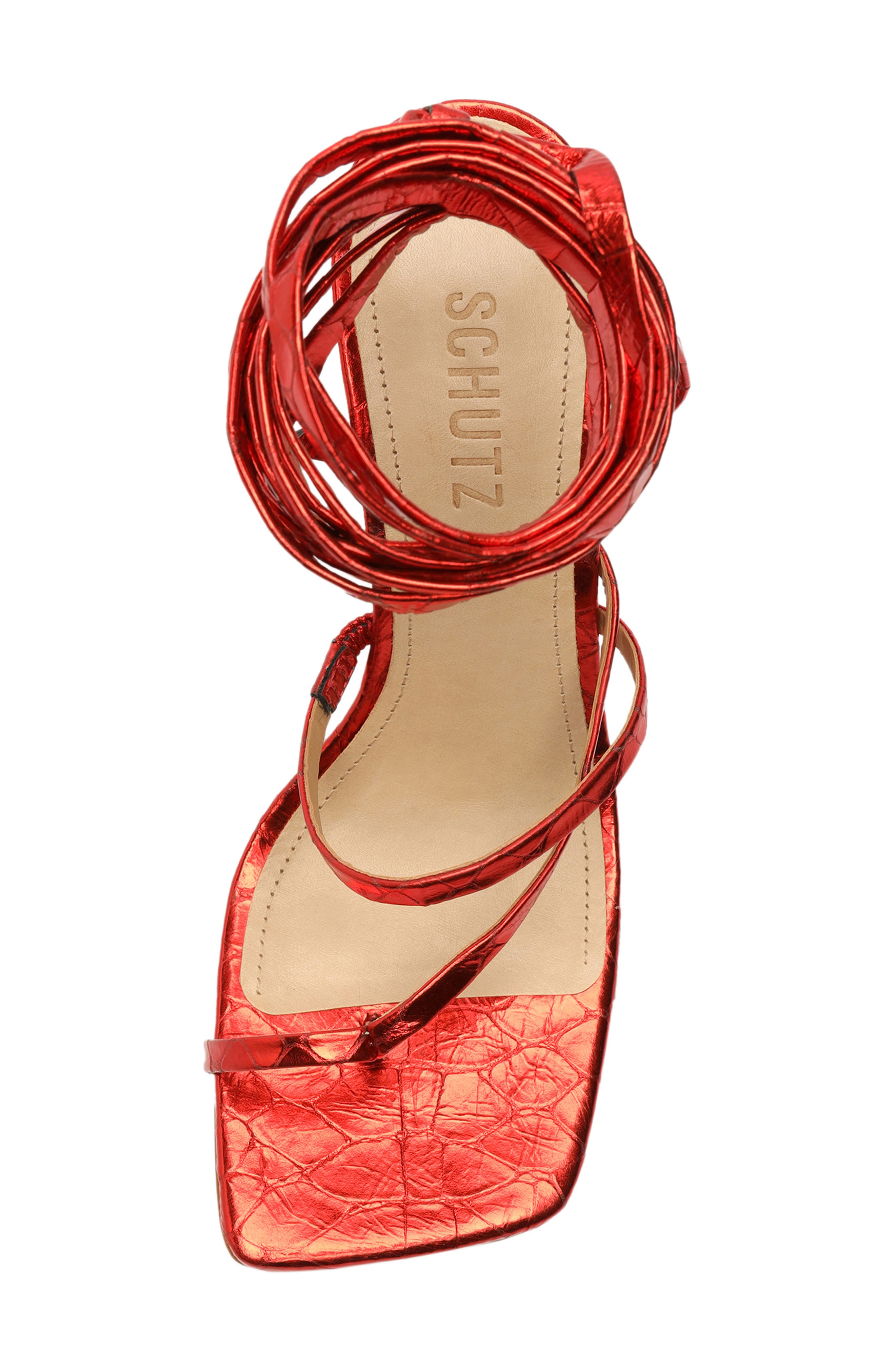 Lily Ankle Tie Sandal, Alternate, color, RED