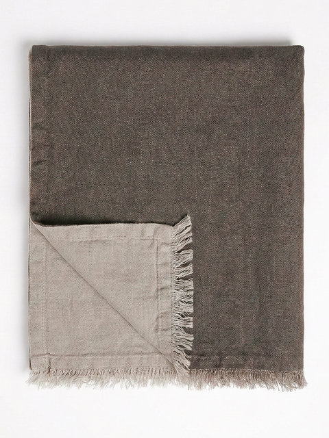 Reversible Linen Fringe Throw