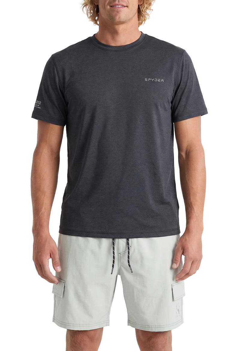 UPF 50+ Heathered Performance T-Shirt, Main, color, BLACK