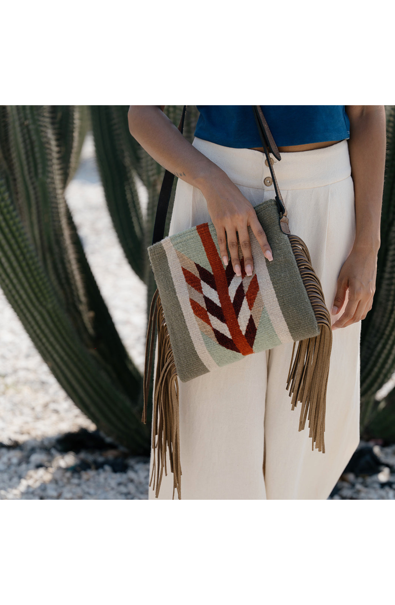 Amasouk Tierra Verde Fringe Crossbody, Alternate, color, Red