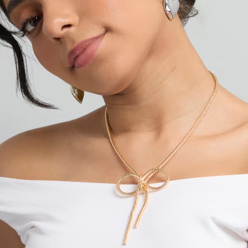 Bcbg Gold Bow Pendant Chain Necklace In Gold