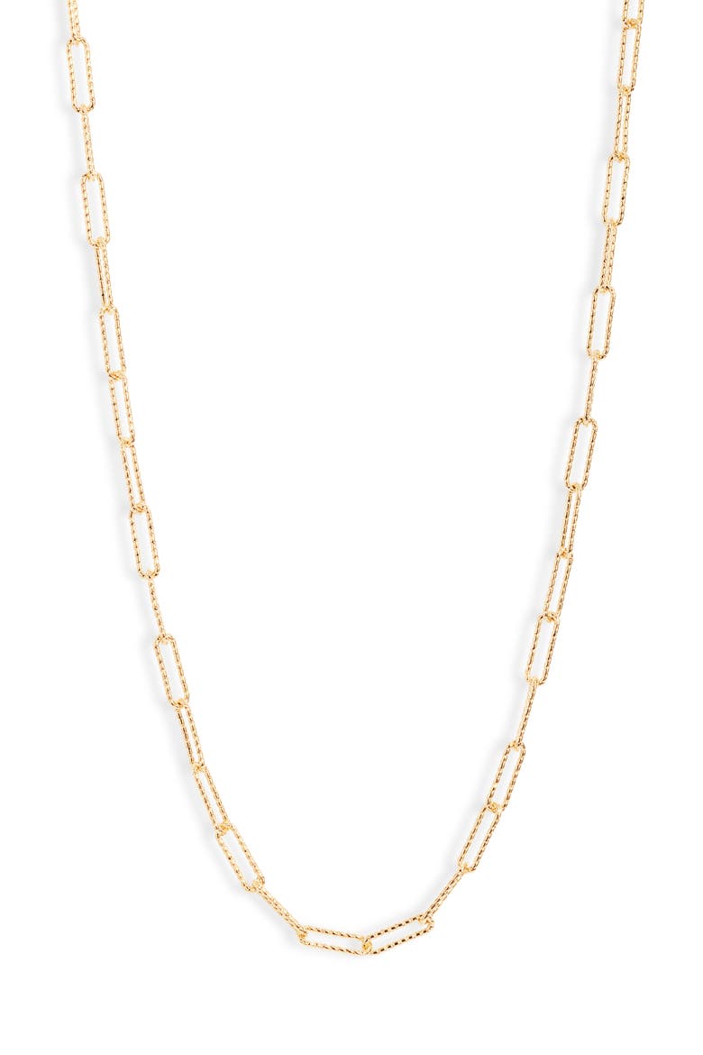 Demi Fine Faceted Paper Clip Chain Necklace, Main, color, 14K GOLD PLATED