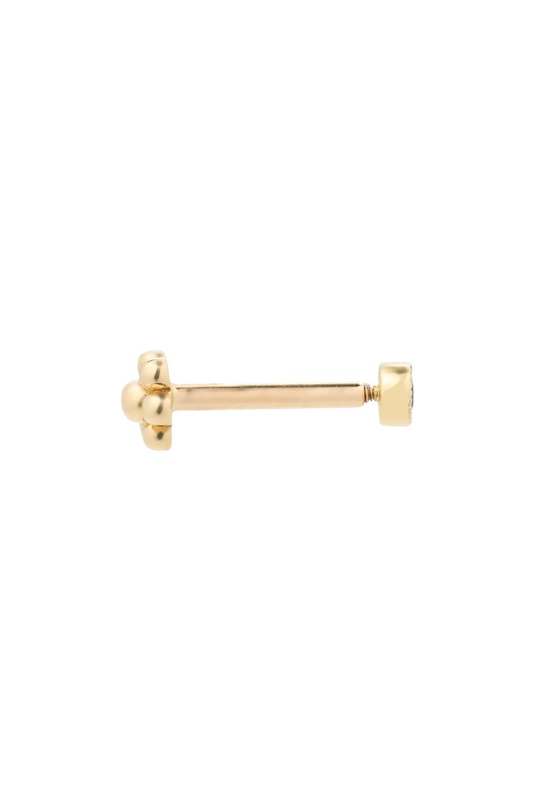 Scalloped Black Diamond Stud Earring, Alternate, color, YELLOW GOLD