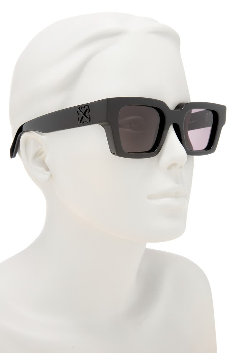Off-White 50mm Virgil Square Sunglasses, Alternate, color, Black/Logo Black - Dark Grey