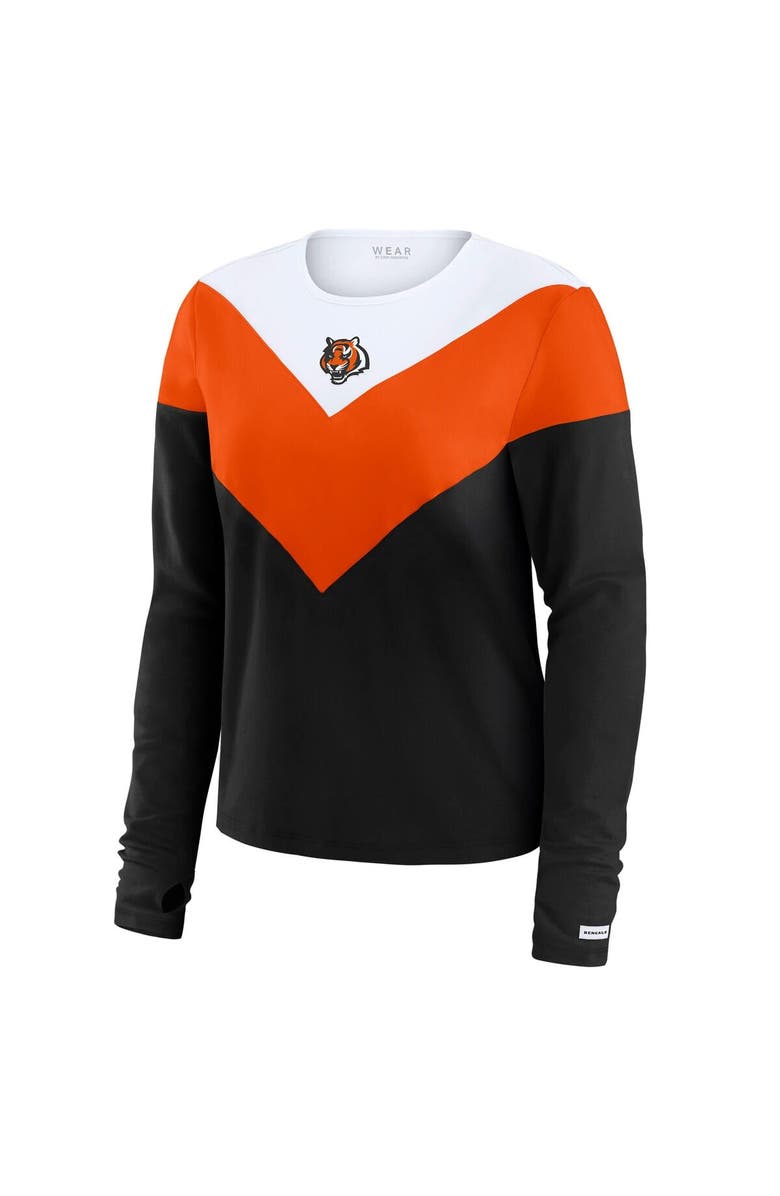 WEAR by Erin Andrews Women's WEAR by Erin Andrews Cincinnati Bengals Black/Orange Plus Size Chevron Tri-Blend Long Sleeve T-Shirt, Alternate, color, Black