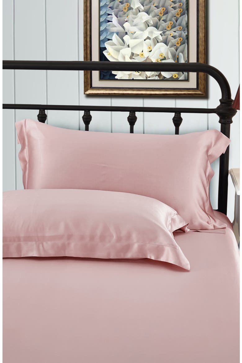 Pure Mulberry Silk Oxford Envelope Luxury Pillowcase, Alternate, color, Rosy Pink