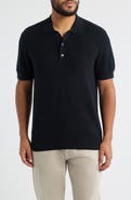 Nordstrom Short Sleeve Textured Cotton & Silk Polo Sweater