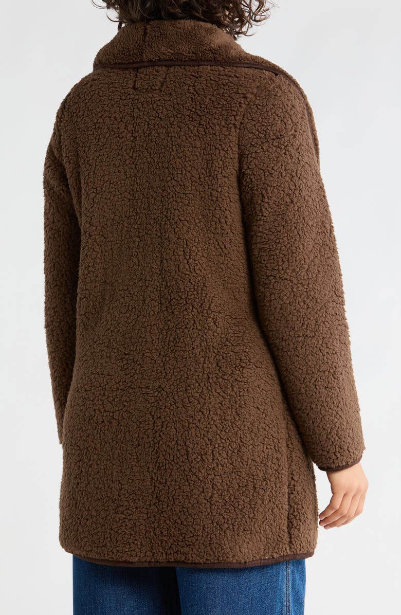 Lucky Brand Envelope Collar Faux Shearling Coat, Alternate, color, Dark Brown