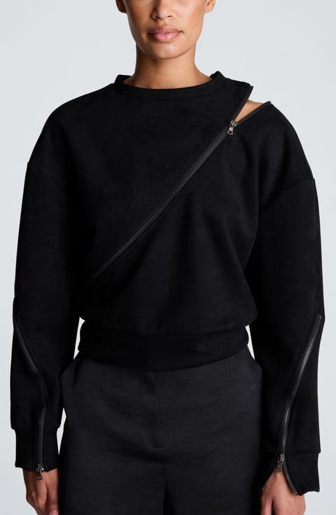 Diagonal Zip Sweatshirt