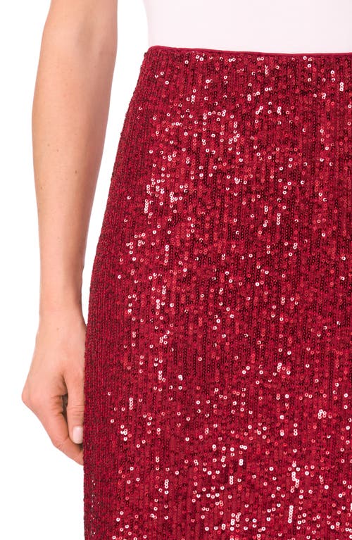 Cece Sequin Pencil Skirt In Red