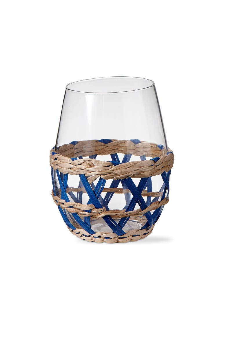 tag Island Clear Glass with Blue Straw Sleeve Dishwasher Safe, Main, color, Blue