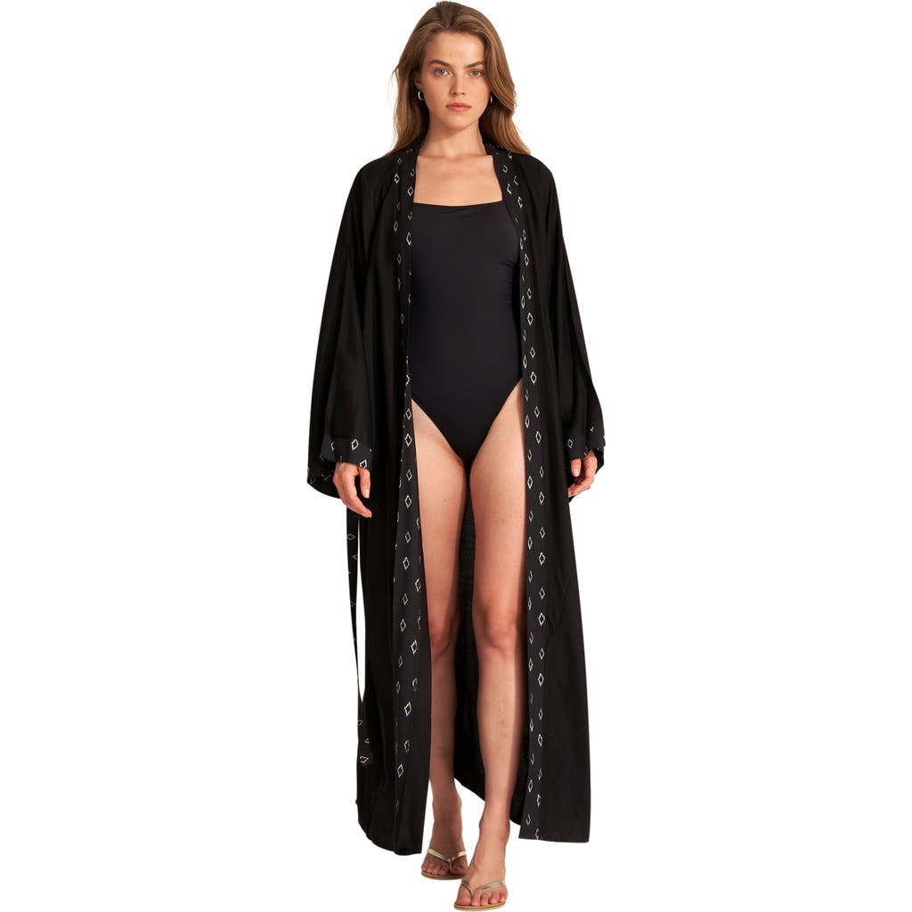 Shop Gottex Beach Life Diamond Midi Swim Cover Up Kimono In Black