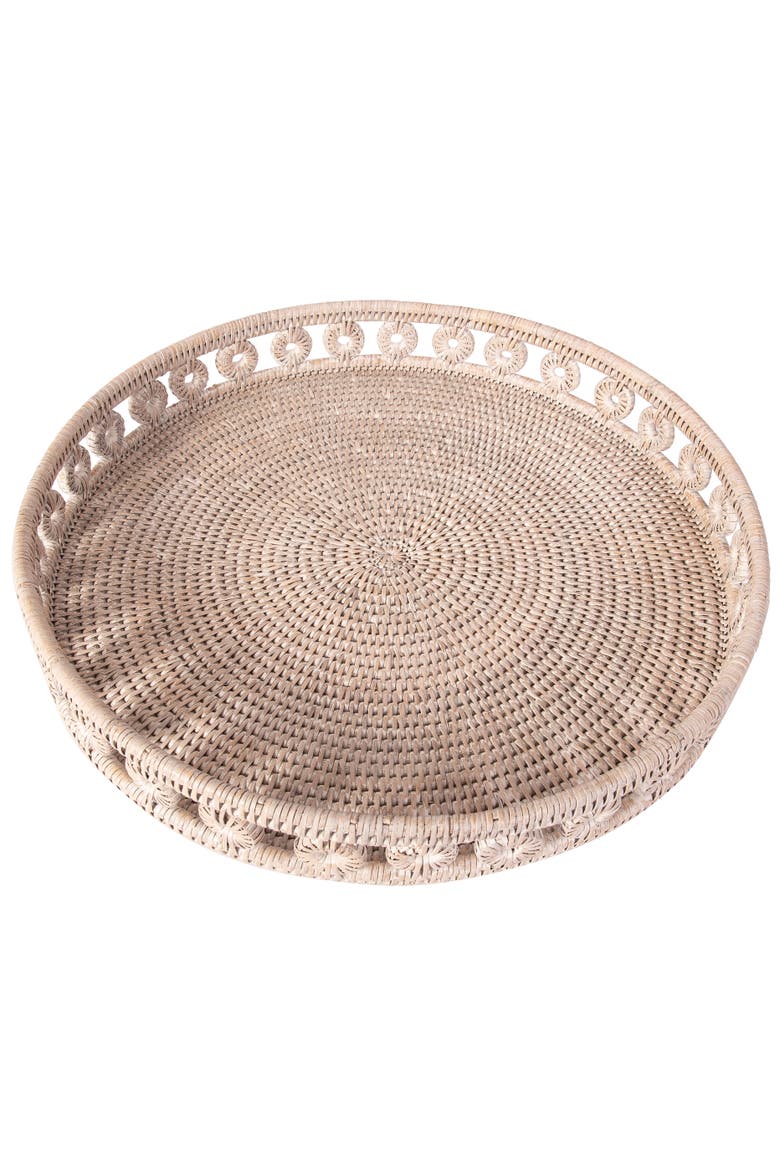 Artifacts Rattan Inna Design Round Tray, Alternate, color, White Wash