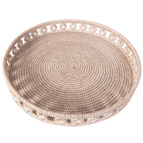 Artifacts Rattan Inna Design Round Tray With Glass Insert