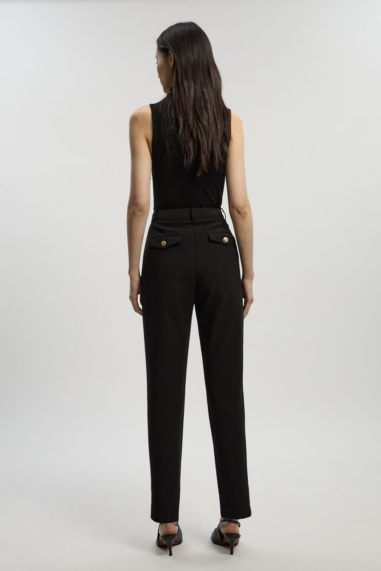 Petite Military Straight Leg Trousers, Alternate, color, Black