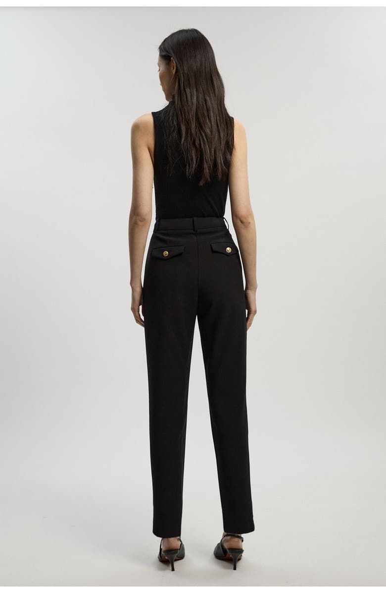 Karen Millen Petite Military Straight Leg Trousers, Alternate, color, Black