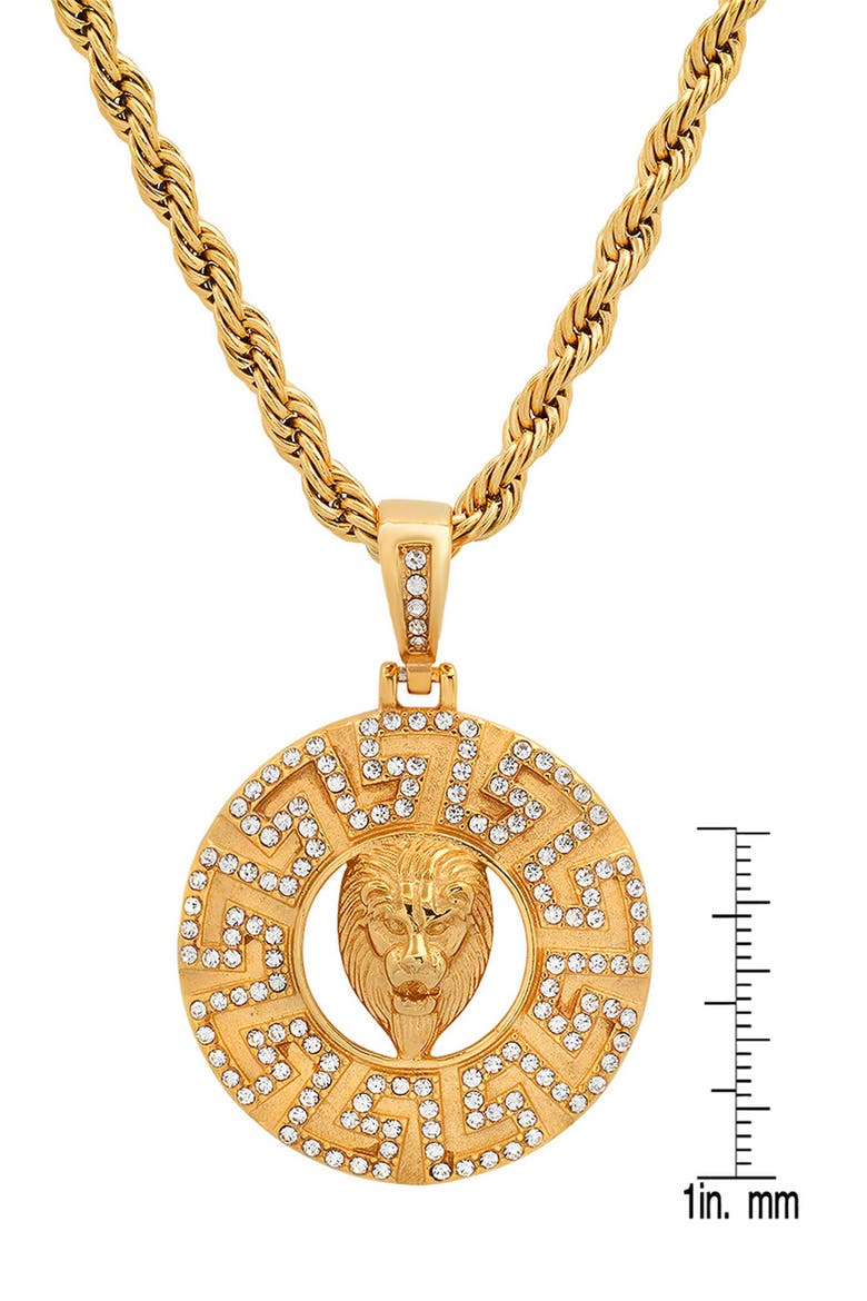 Men's 18K Gold Simulated Diamond Pendant Necklace, Alternate, color, GOLD